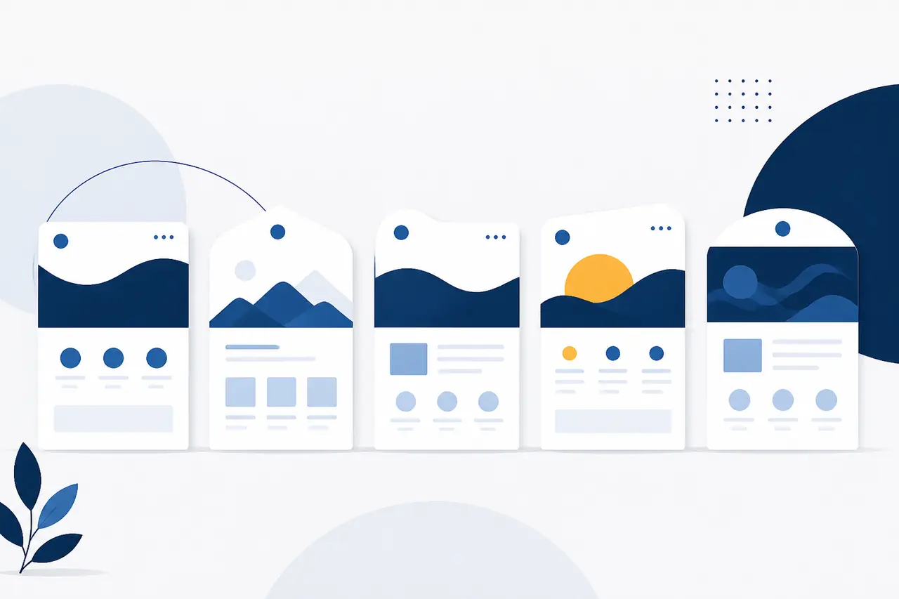 Sites WordPress du PBN avec thèmes, logos et menus distincts pour passer pour des éditeurs indépendants