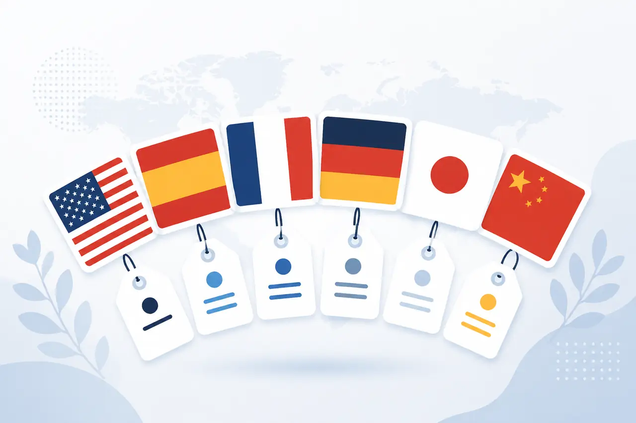 Tarifs rédaction Ereferer 2026 par langue : français 2,45 € les 100 mots, anglais 2,85 €, allemand 4,85 €