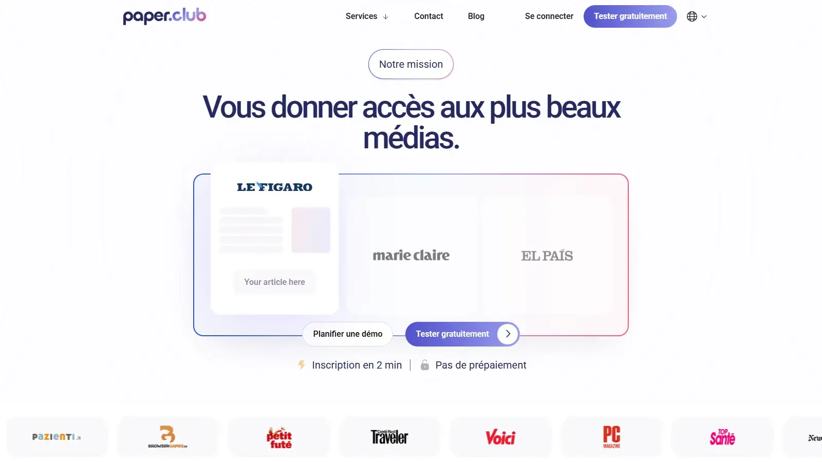 Page d’accueil de Paper Club, plateforme de netlinking