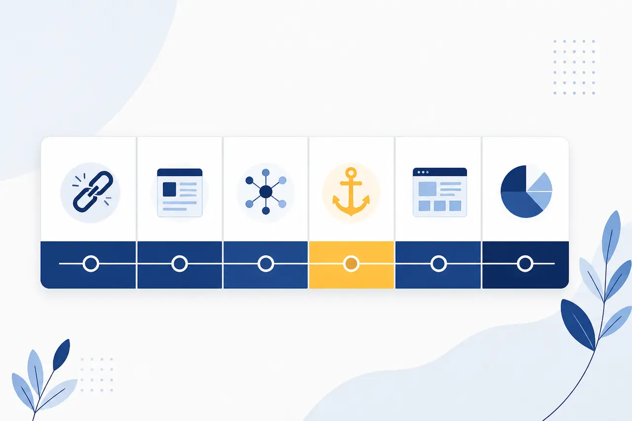 Distribution saine des ancres entrantes : marque, URL nue, générique, optimisée, exact match