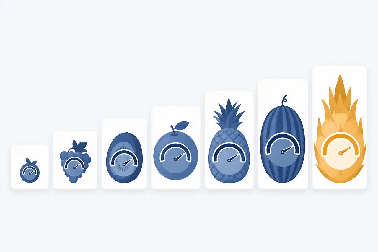JuiceFlow : score propriétaire de 0 à 100 réparti en sept paliers de fruits chez SemJuice